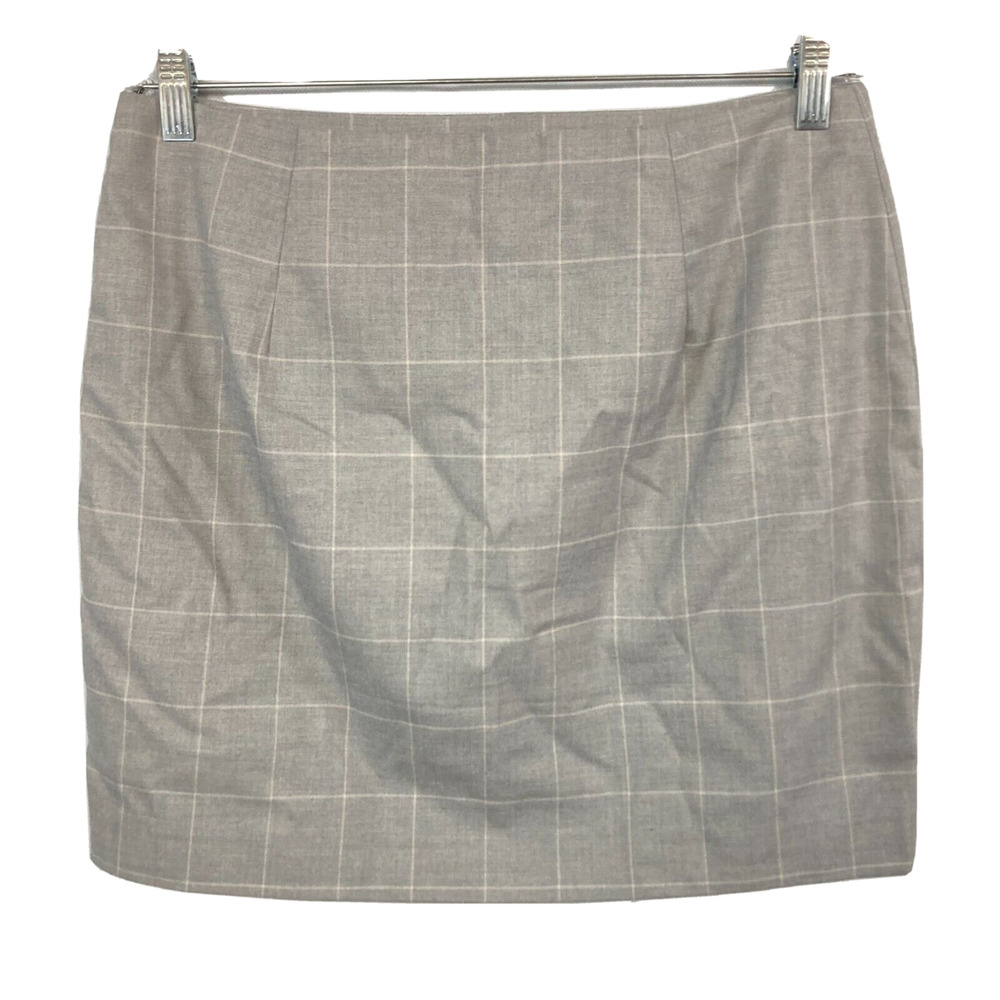 Banana Republic‎ Skirt Womens sz 10 Gray Windowpane Plaid A Line Mini Stretch